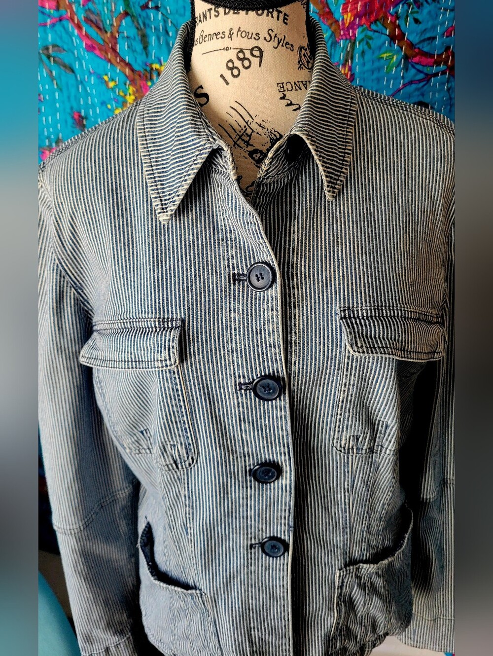 INC International Concepts Black & White Striped Utility Jacket